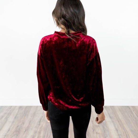 🛢 MARY VELVET TOP IN BURGUNDY 🛢 - Picture 3 of 4